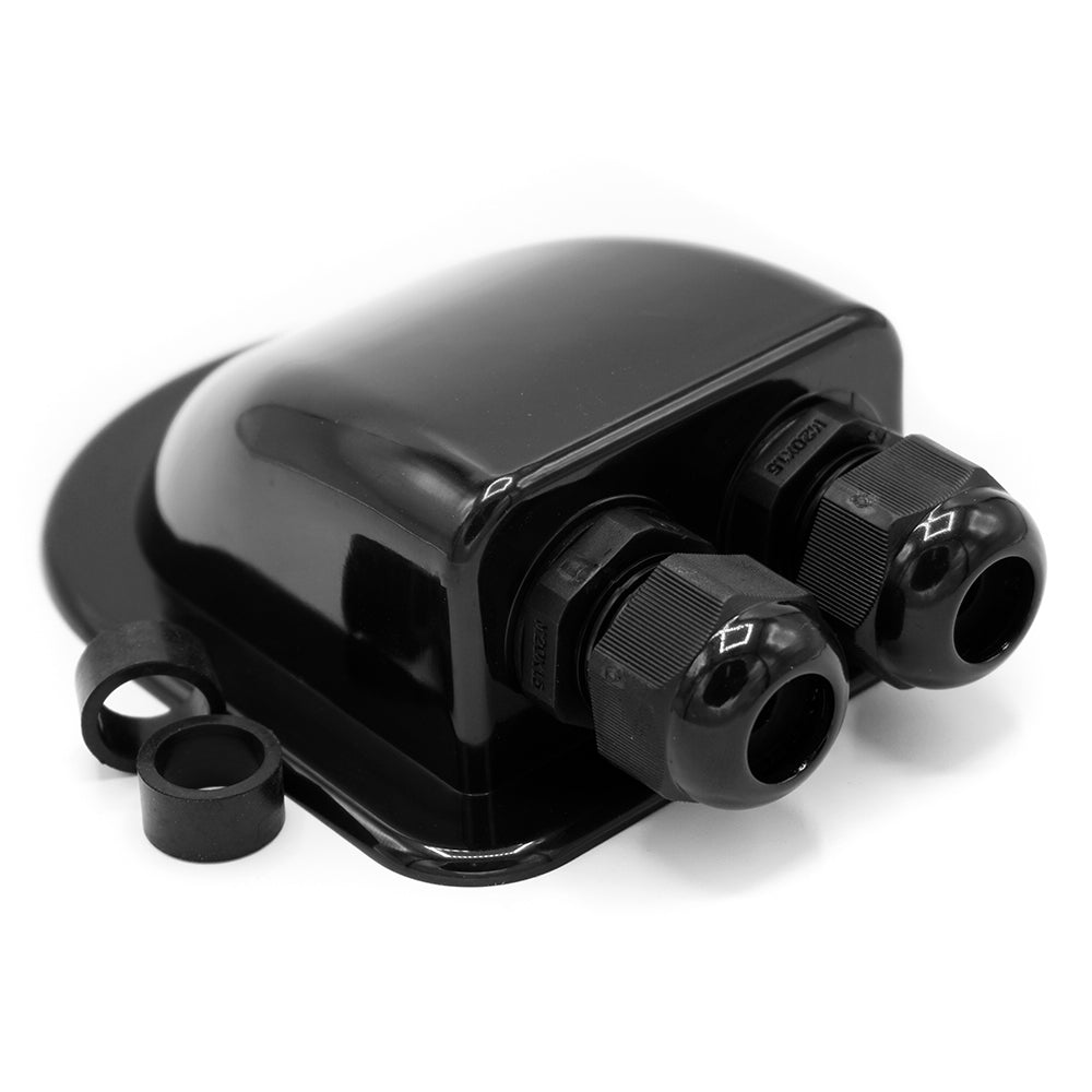 Passacavo da tetto in ASA nero a due ingressi DX2/S con pressacavi PG per camper e furgoni