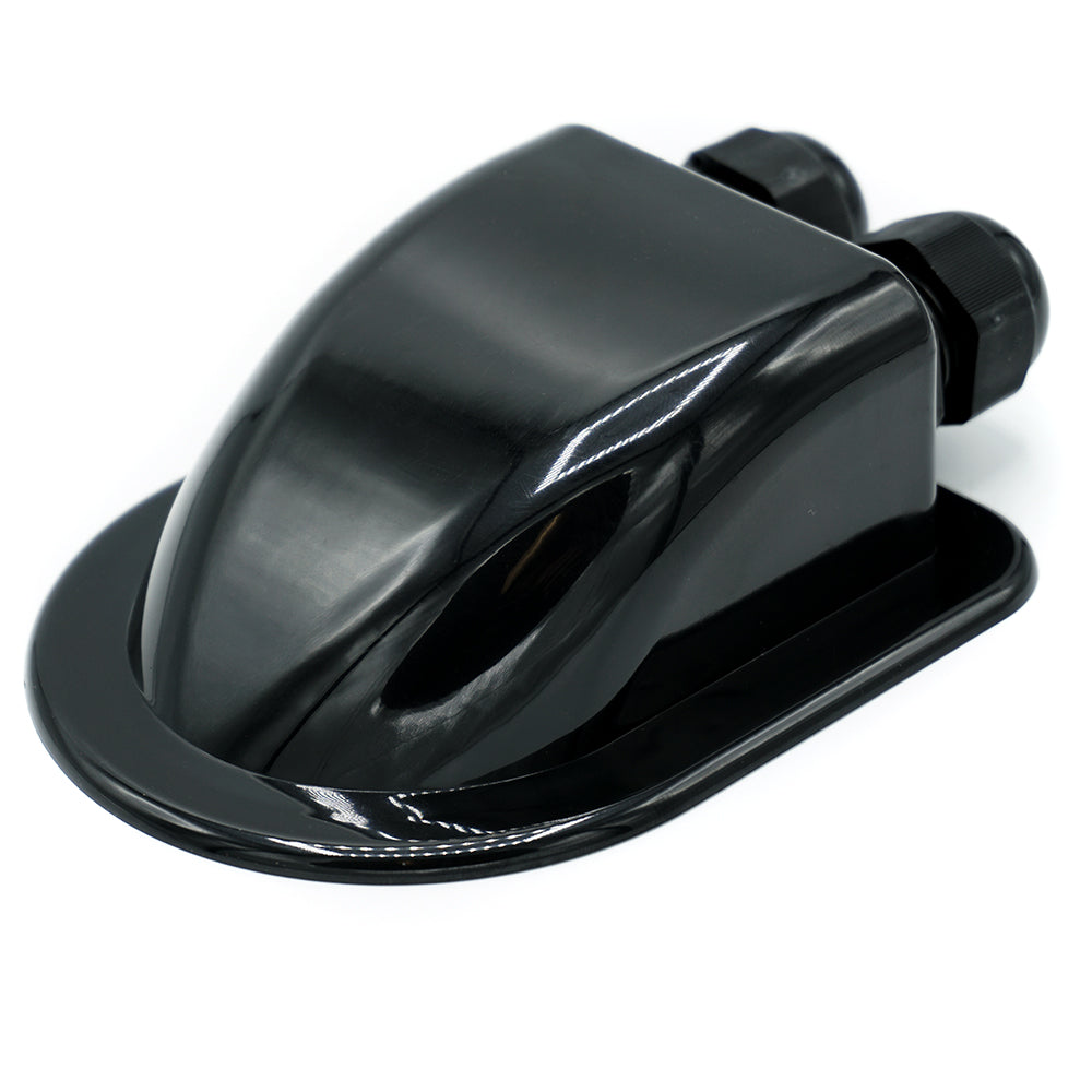 Passacavo da tetto in ASA nero a due ingressi DX2/S con pressacavi PG per camper e furgoni