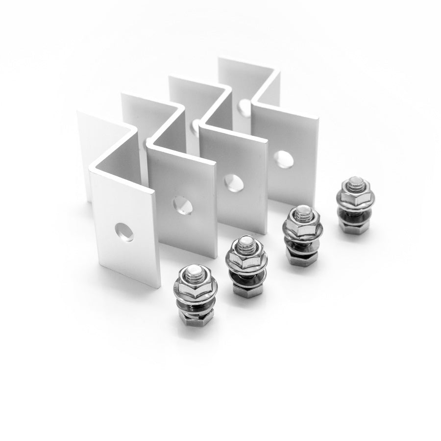 Staffe a Z per pannello solare in alluminio bianco 38 mm HSZ38 per parete, tetto e camper (4 pz)
