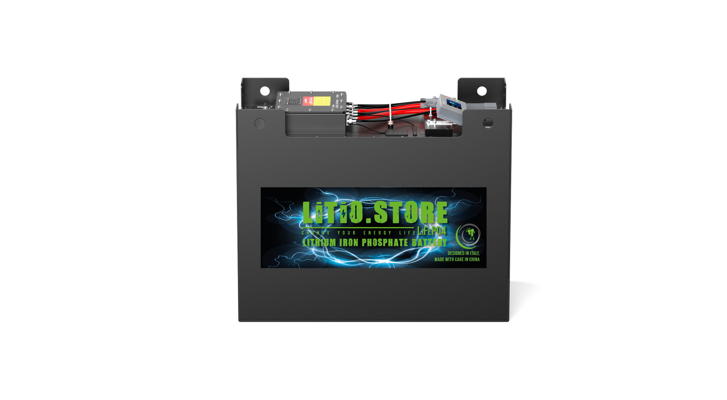 Batteria LiFePO4 36V 690Ah per Carrelli Elevatori 500A BMS 26496Wh 4G serie Forklift Litio Store