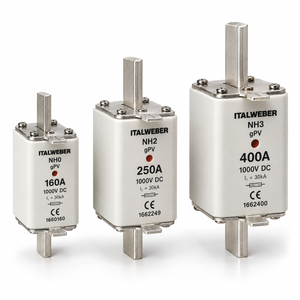 Fusibili NH gPV 1000V CC Italweber nelle taglie NH0 160A, NH2 250A e NH3 400A