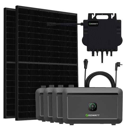 Kit solare da balcone Growatt 900Wp con NEO 800M-X e quattro NOAH 2000 per 8,192kWh