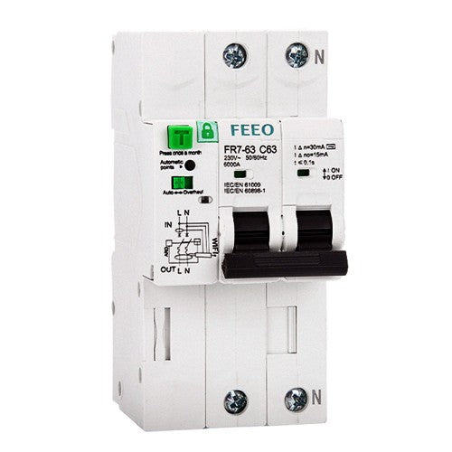 Interruttore magnetotermico WiFI 2 poli 63A 240V AC Curva C 10KA