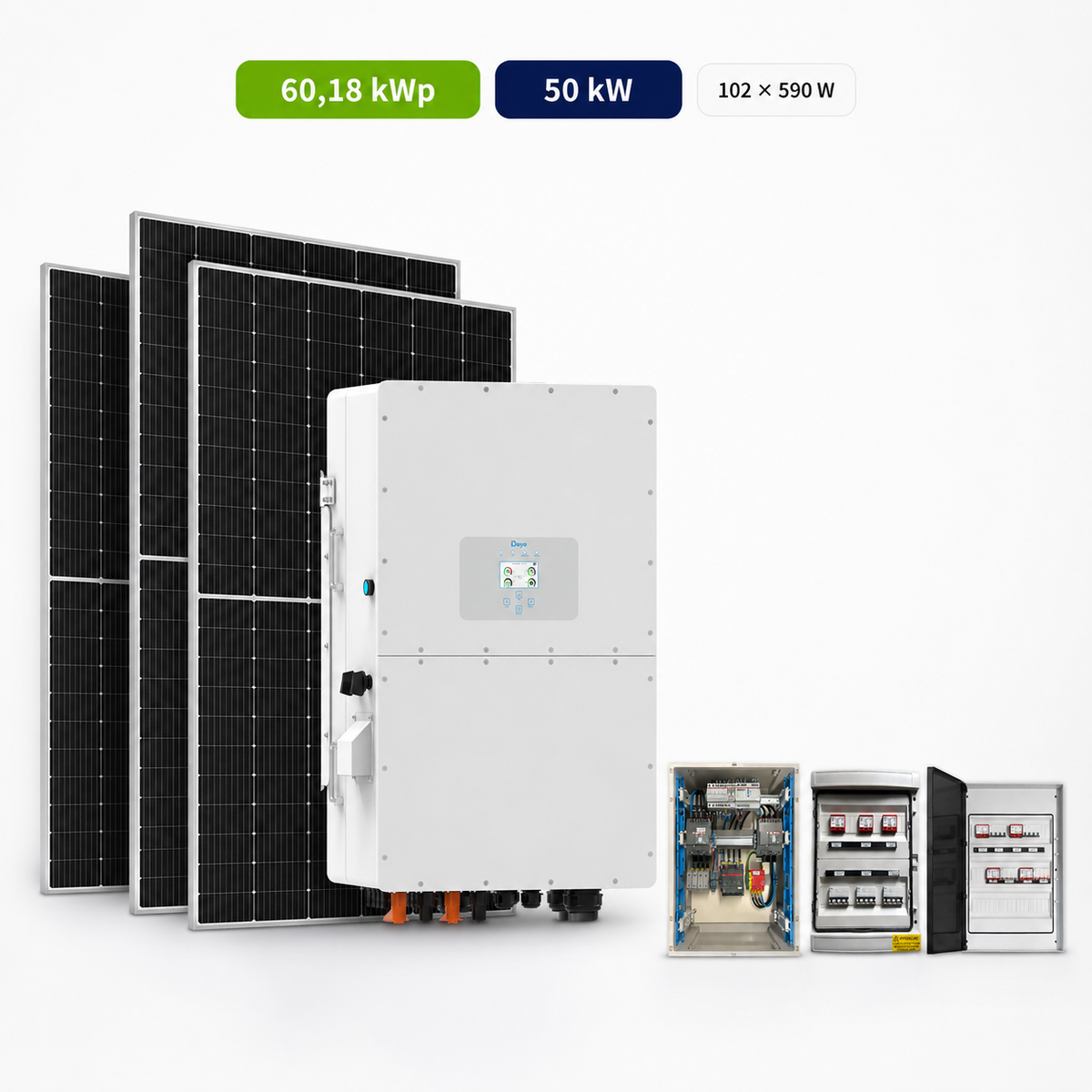 Kit Fotovoltaico Deye 60,18 kWp – Ibrido 50 kW Trifase Commerciale Industriale