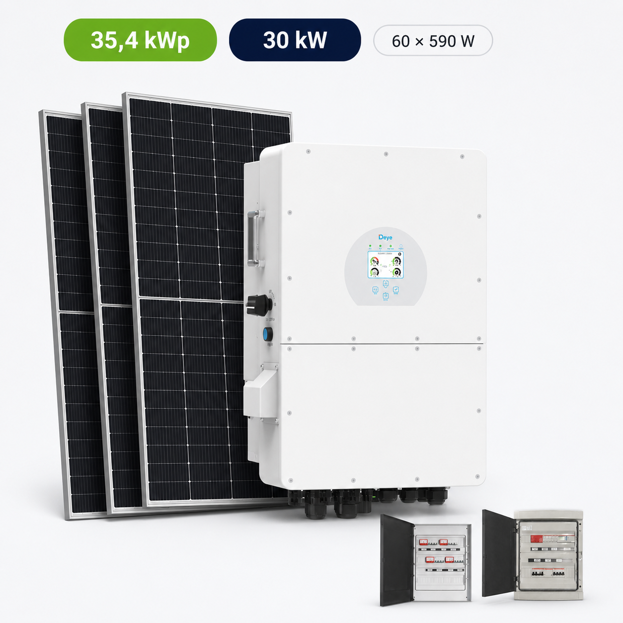 Kit Fotovoltaico Deye 35,4 kWp – Ibrido 30 kW Trifase Commerciale Industriale