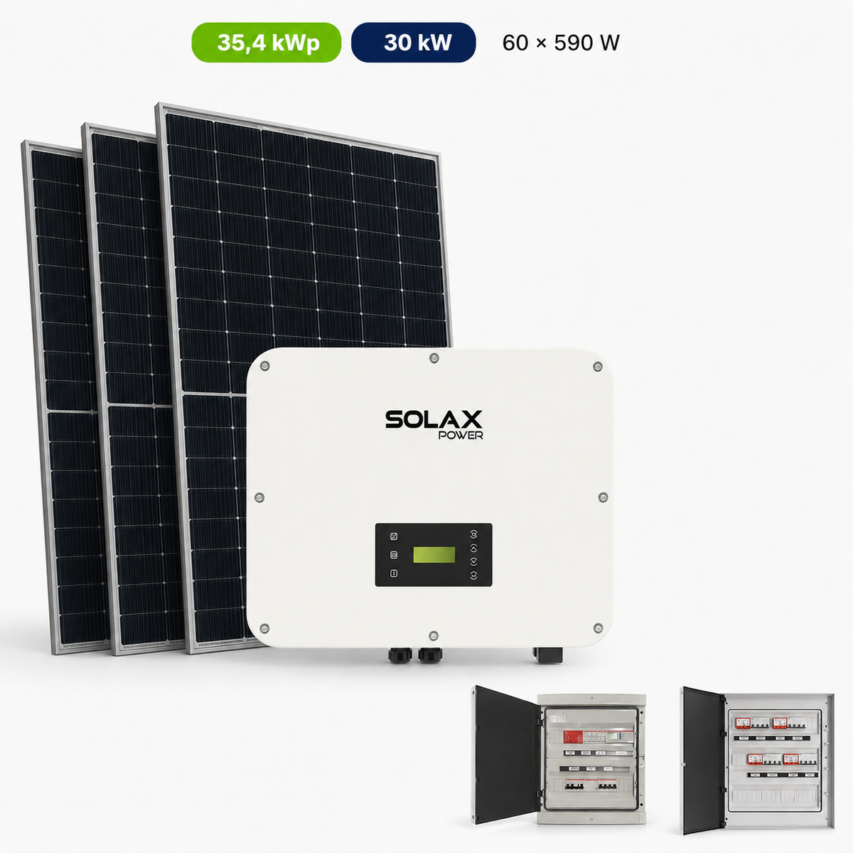 Kit Fotovoltaico SolaX 35,4 kWp – Ibrido 30 kW Trifase Commerciale Industriale