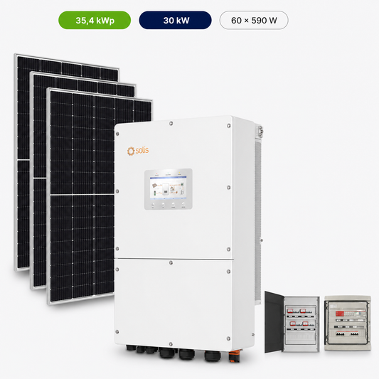 Kit Fotovoltaico Solis 35,4 kWp – Ibrido 30 kW Trifase Commerciale Industriale