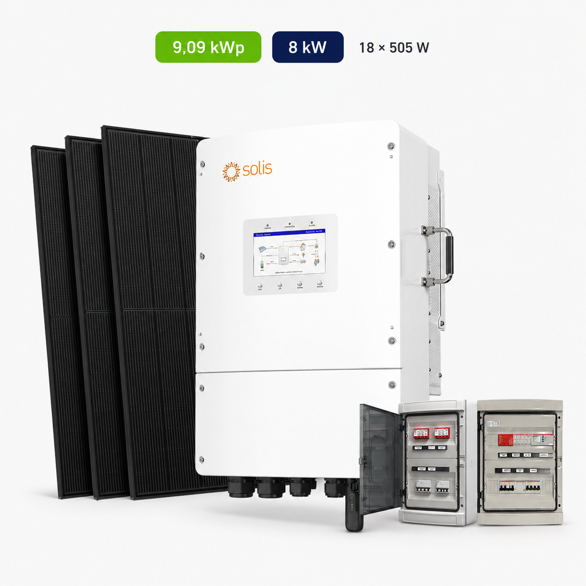 Kit Fotovoltaico Solis 9,09 kWp – Ibrido 8 kW Trifase Commerciale Industriale