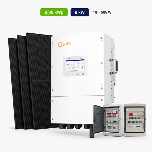 Kit Fotovoltaico Solis 9,09 kWp – Ibrido 8 kW Trifase Commerciale Industriale