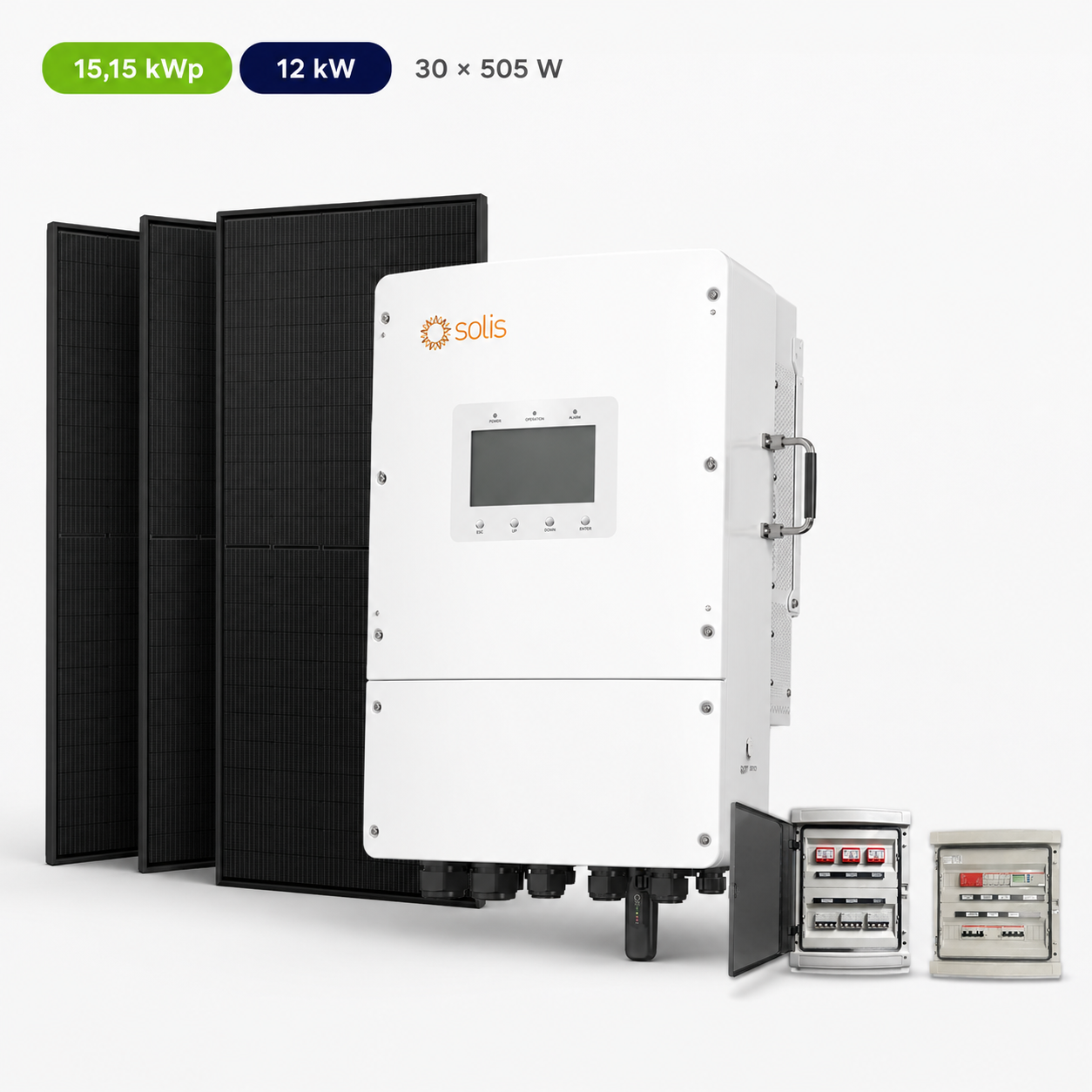 Kit Fotovoltaico Solis 15,15 kWp – Ibrido 12 kW Trifase Commerciale Industriale