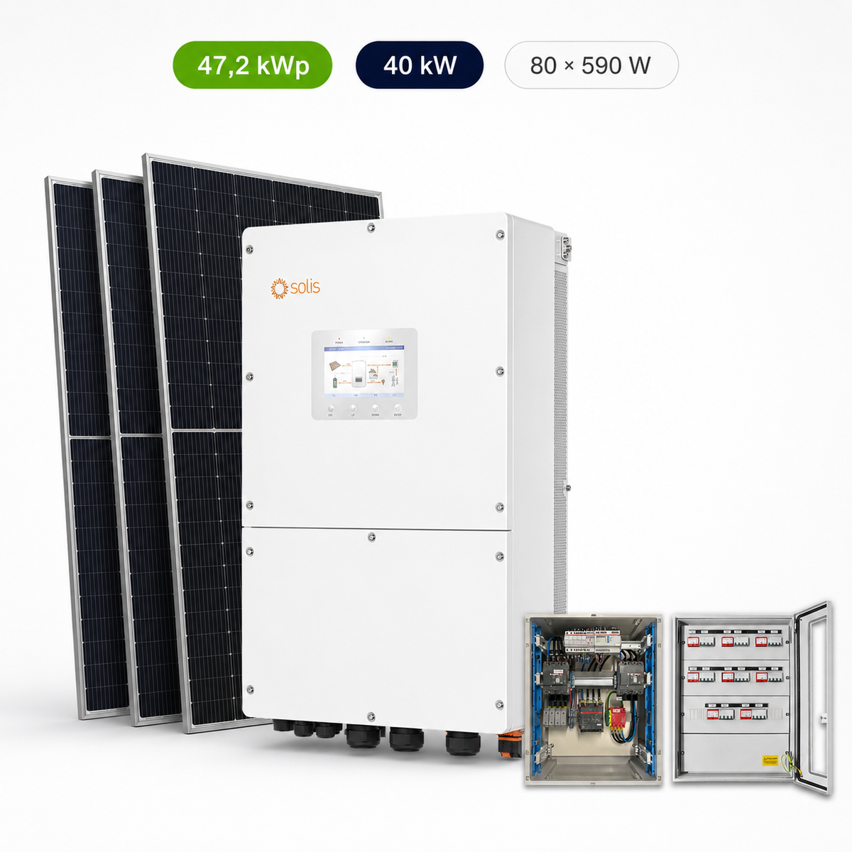 Kit Fotovoltaico Solis 47,2 kWp – Ibrido 40 kW Trifase Commerciale Industriale
