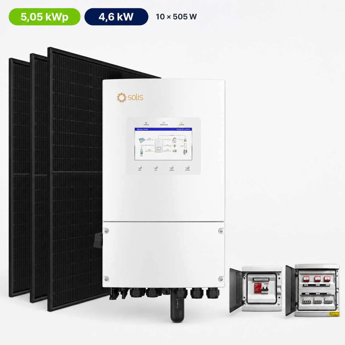 Kit Fotovoltaico Solis 5,05 kWp – Ibrido 4,6 kW Monofase Commerciale Industriale