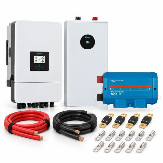 Kit accumulo Deye con batteria SE-F16 Version C e protezioni: busbar Victron Lynx Distributor, fusibili MEGA, cavi e capicorda