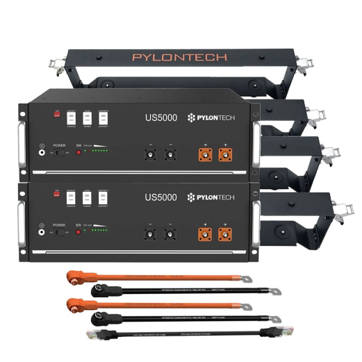 Kit Accumulo Pylontech 9,6kWh 48V LiFePO4 2x US5000 con Staffe e Cavi Inverter