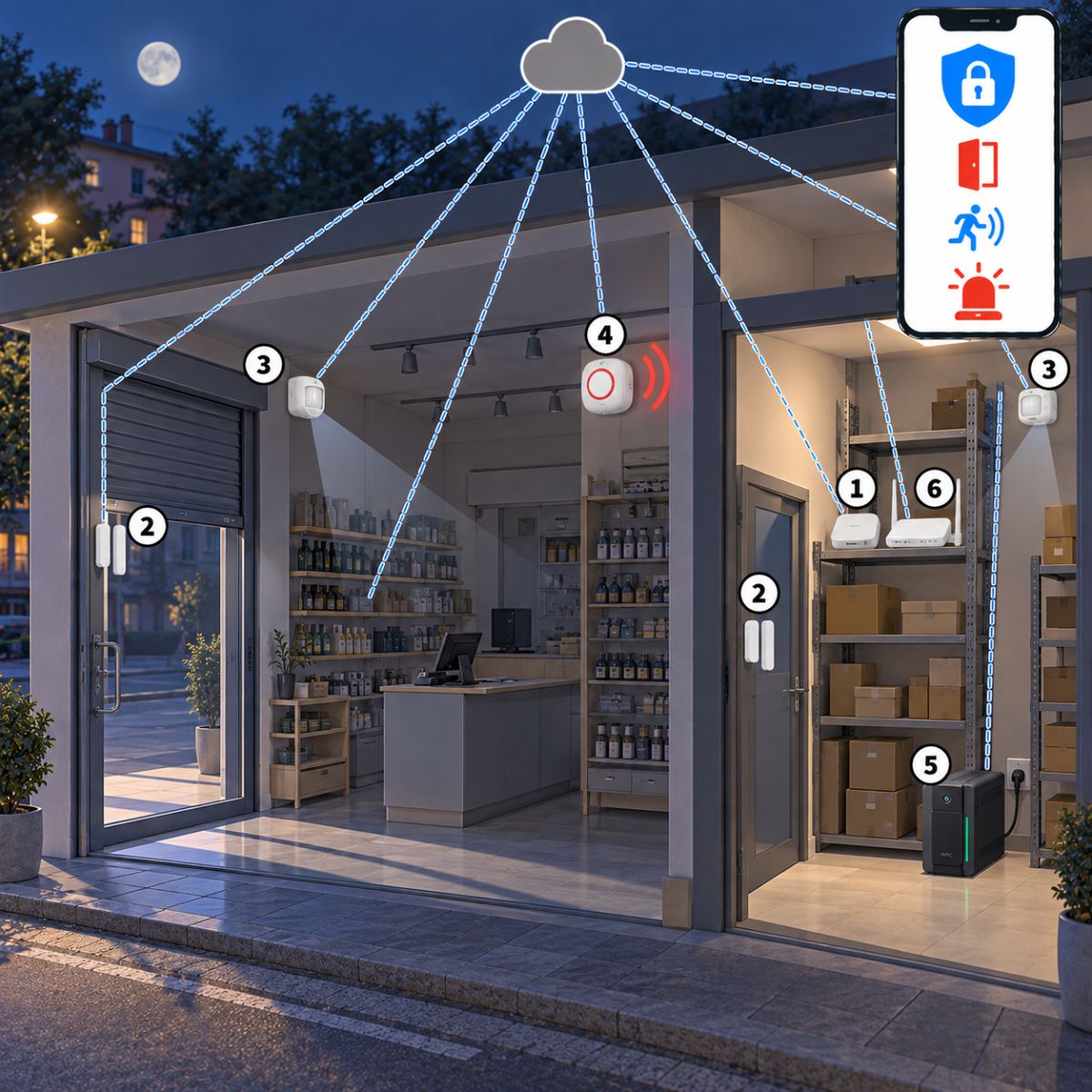 Kit allarme notturno con backup 4G – schema