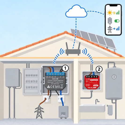 Kit autoconsumo: scaldabagno sul surplus solare: schema di installazione