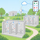 Kit bagni pubblici e parchi Litio Store: schema di installazione con dispositivi Milesight LoRaWAN