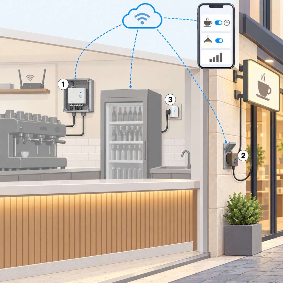 Kit bar - macchina caffè e insegna – schema