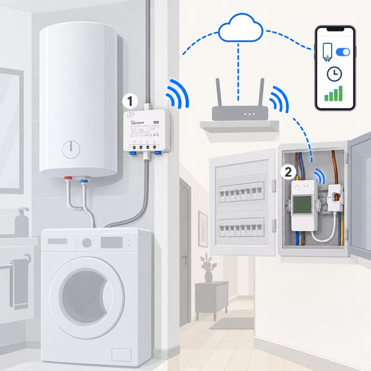 Kit boiler elettrico programmato Sonoff 25 A: schema di installazione
