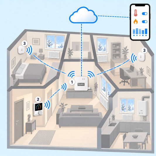 Kit caldaia smart con termostato Sonoff Zigbee: schema di installazione
