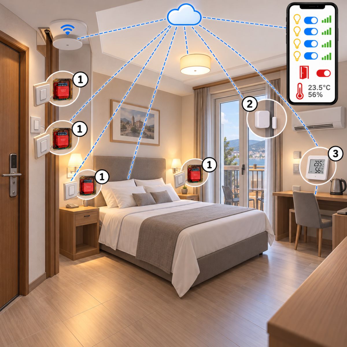 Kit camera hotel Shelly senza hub – schema