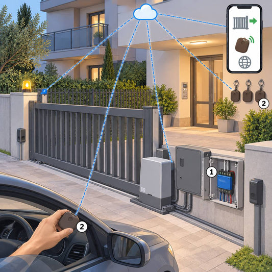 Kit cancello condominiale con telecomandi BLU – schema
