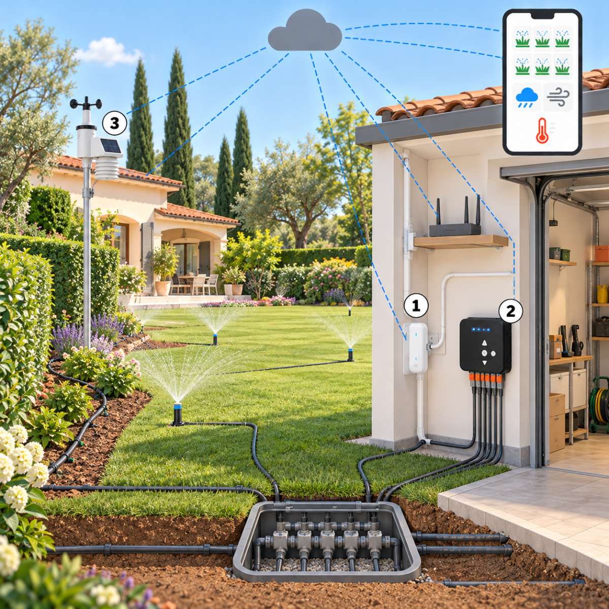 Kit centralina irrigazione 6 zone meteo – schema