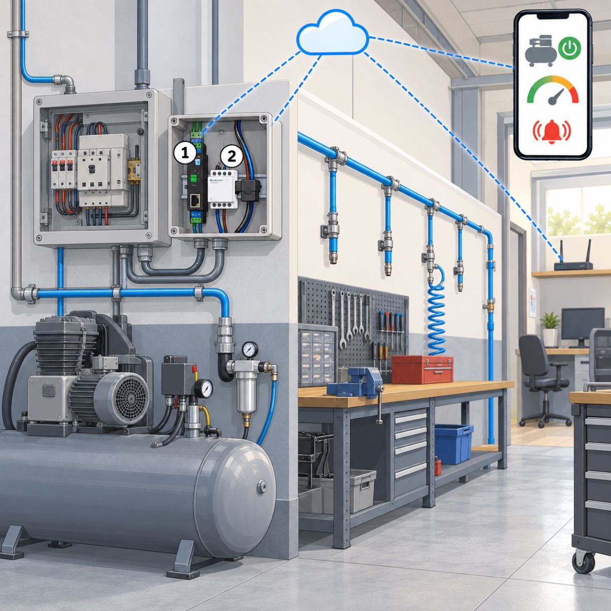 Kit compressore e pompe con misura – schema