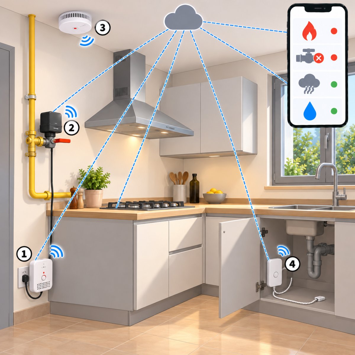 Kit cucina sicura - gas, fumo e acqua – schema