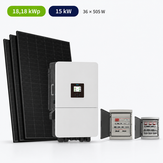 Kit Fotovoltaico Deye 18,18 kWp – Ibrido 15 kW Trifase Commerciale Industriale