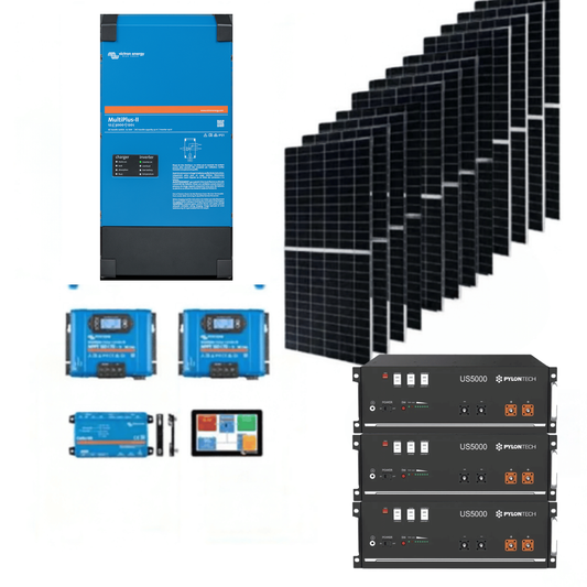 Kit Fotovoltaico Off-Grid 14,4kWh batteria 6,5kVA inverter caricabatterie 7kW pannelli solari 585W WiFi Victron Energy MultiPlus-II Pylontech