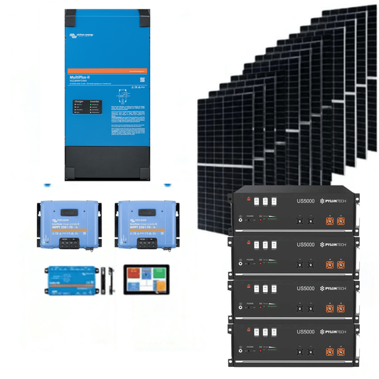 Kit Fotovoltaico Off-Grid 19,2kWh batteria 10kVA inverter caricabatterie 8,19kW pannelli solari 585W WiFi Victron Energy MultiPlus-II Pylontech