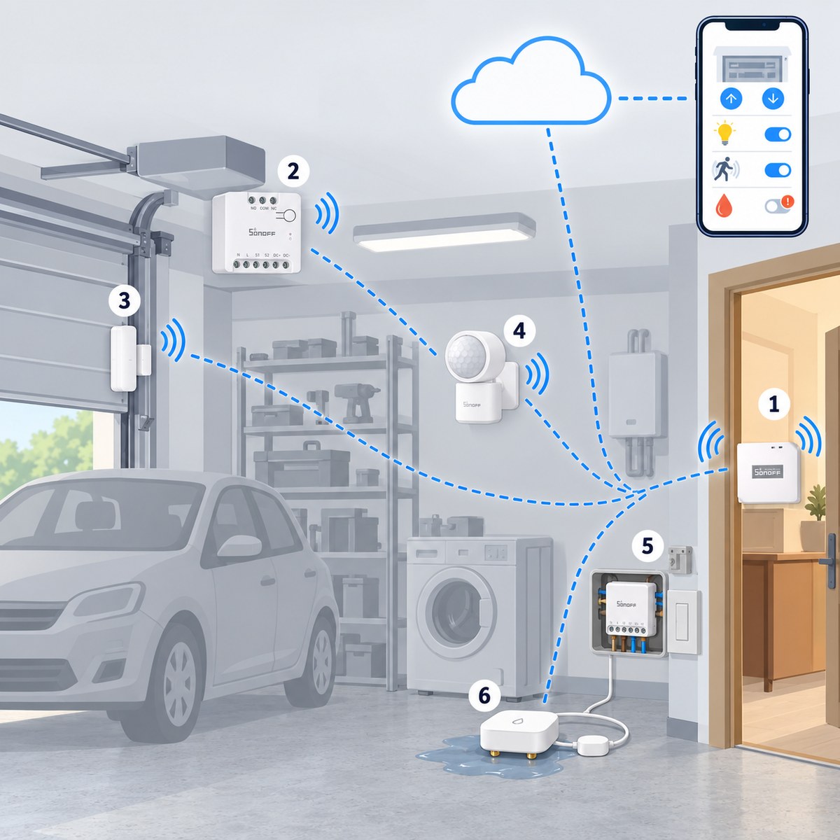 Kit garage smart Sonoff: schema di installazione