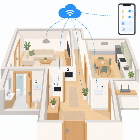 Kit interruttori touch 503 Sonoff TX Gen2: schema di installazione dei dispositivi