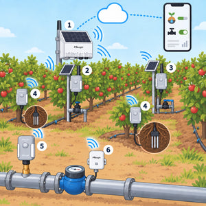 Kit irrigazione a comando remoto Litio Store: schema di installazione con dispositivi Milesight LoRaWAN