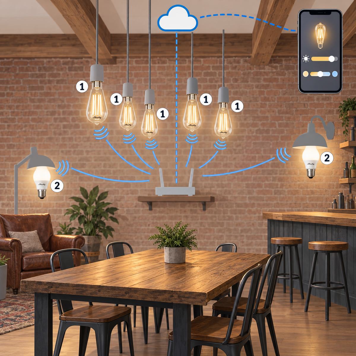 Kit lampadine vintage Shelly Wi-Fi: schema di installazione