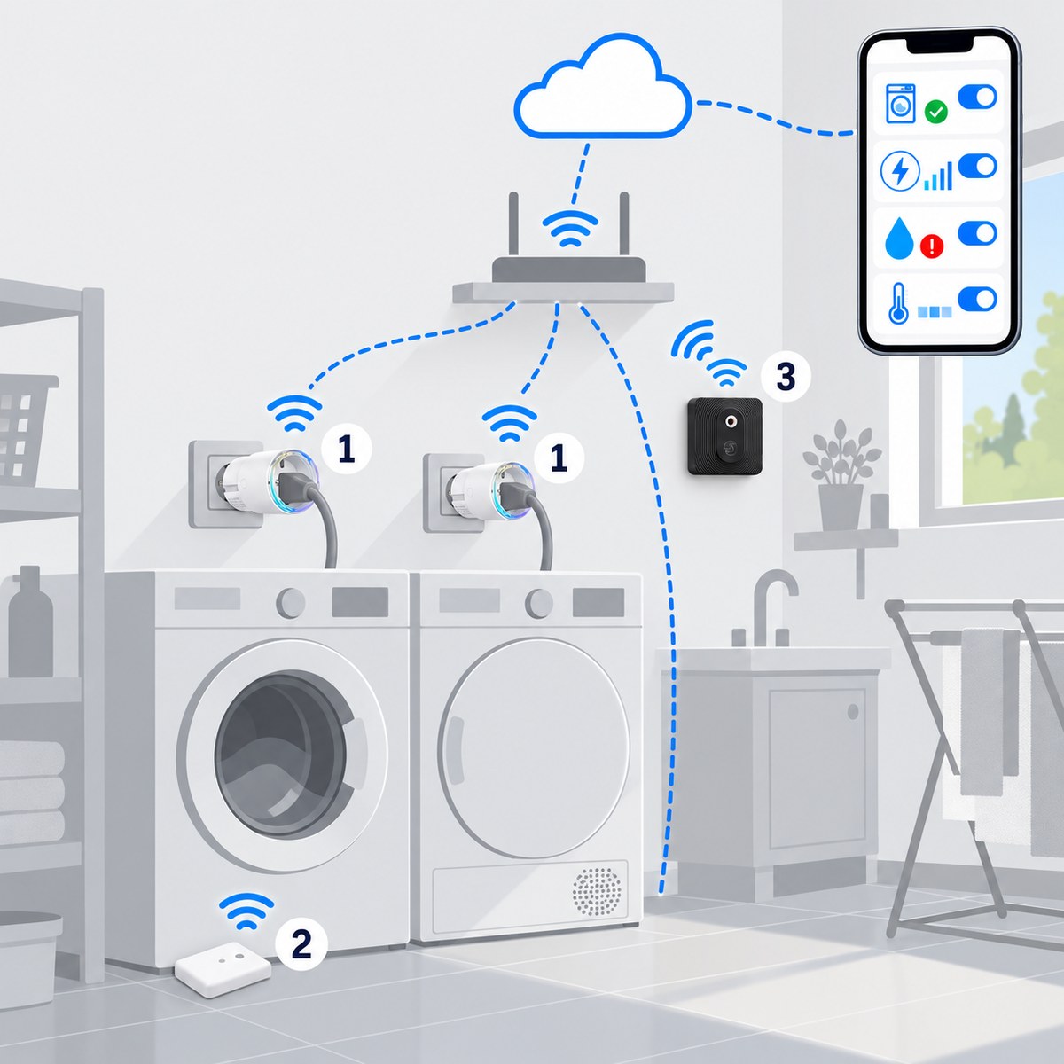 Kit lavanderia: fine lavaggio e perdite: schema di installazione