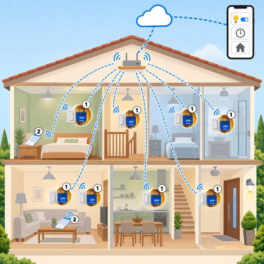 Kit luci con neutro Shelly (12 punti): schema di installazione