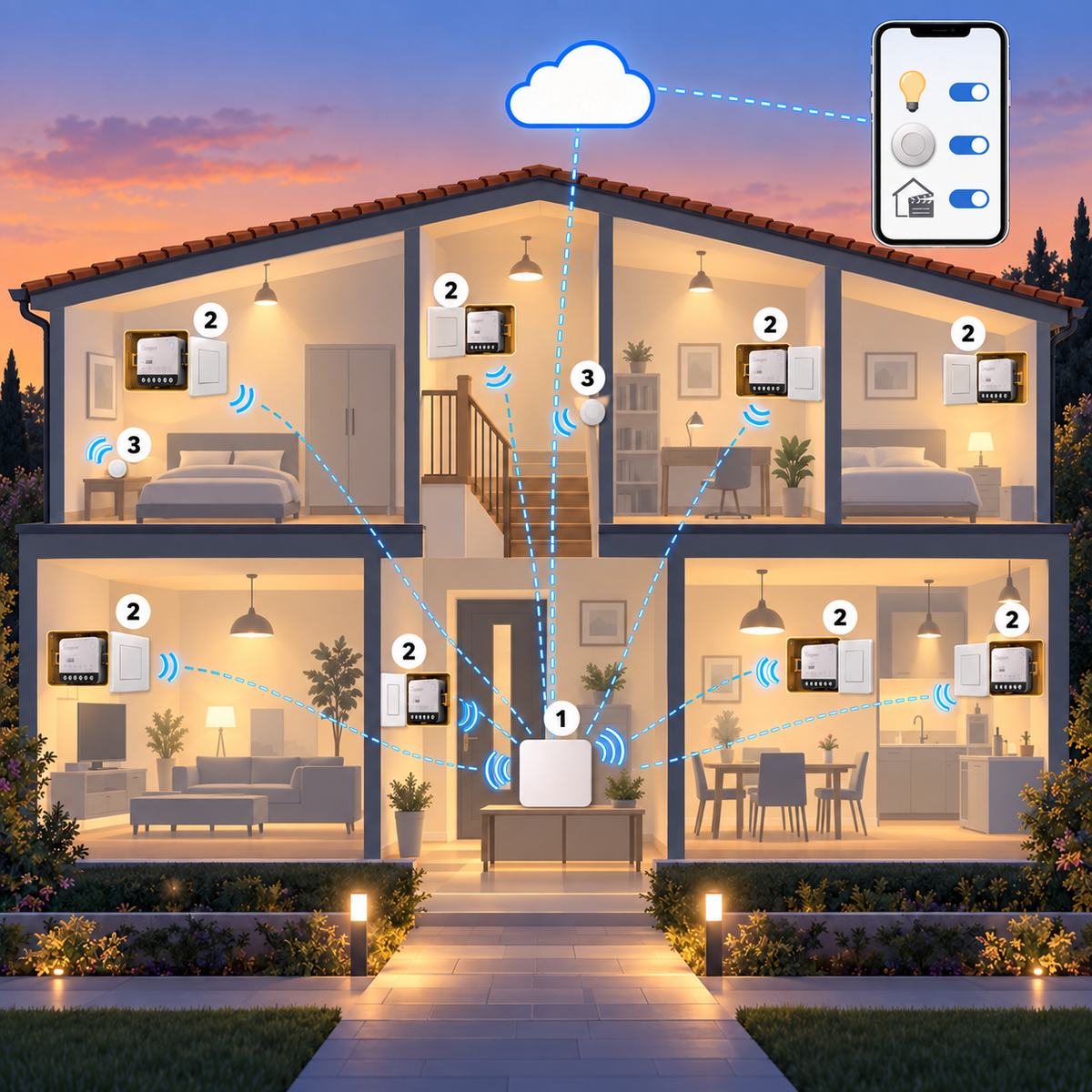 Kit luci con neutro Sonoff Zigbee (12 punti): schema di installazione