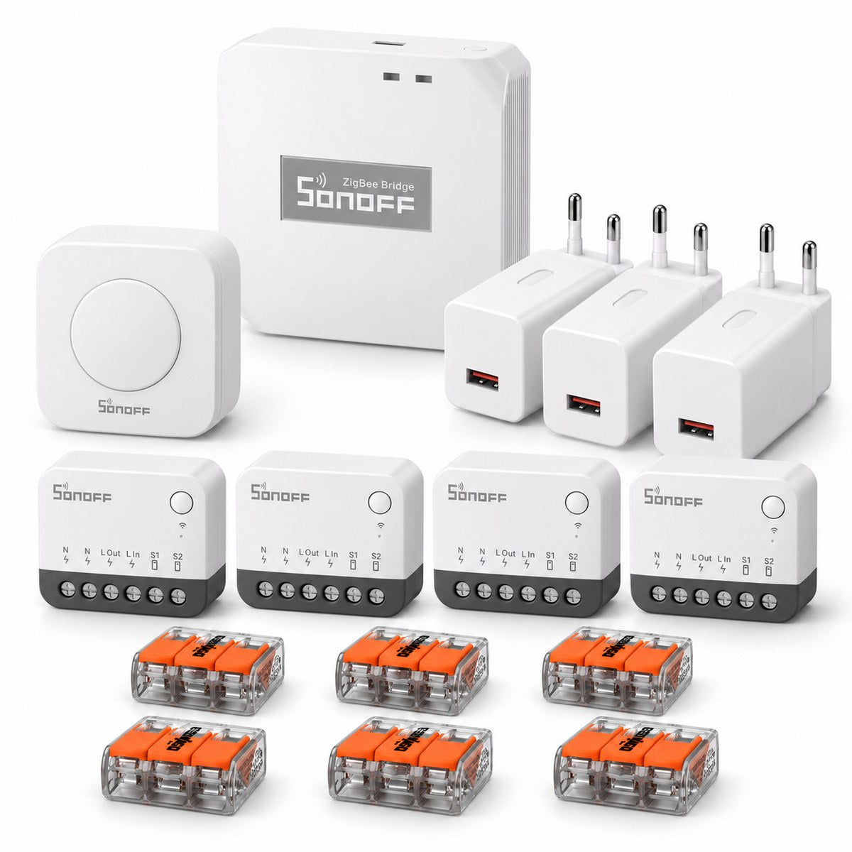 Kit luci con neutro Sonoff Zigbee (4 punti): i dispositivi inclusi