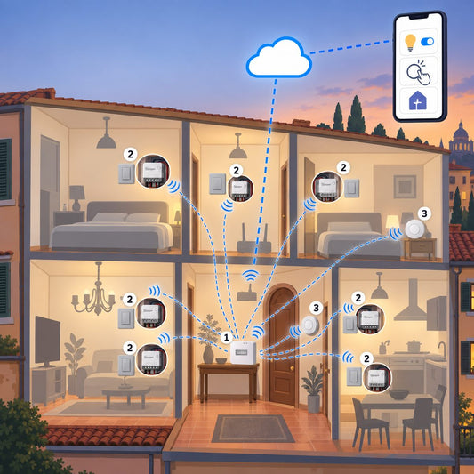 Kit luci con neutro Sonoff Zigbee (8 punti): schema di installazione