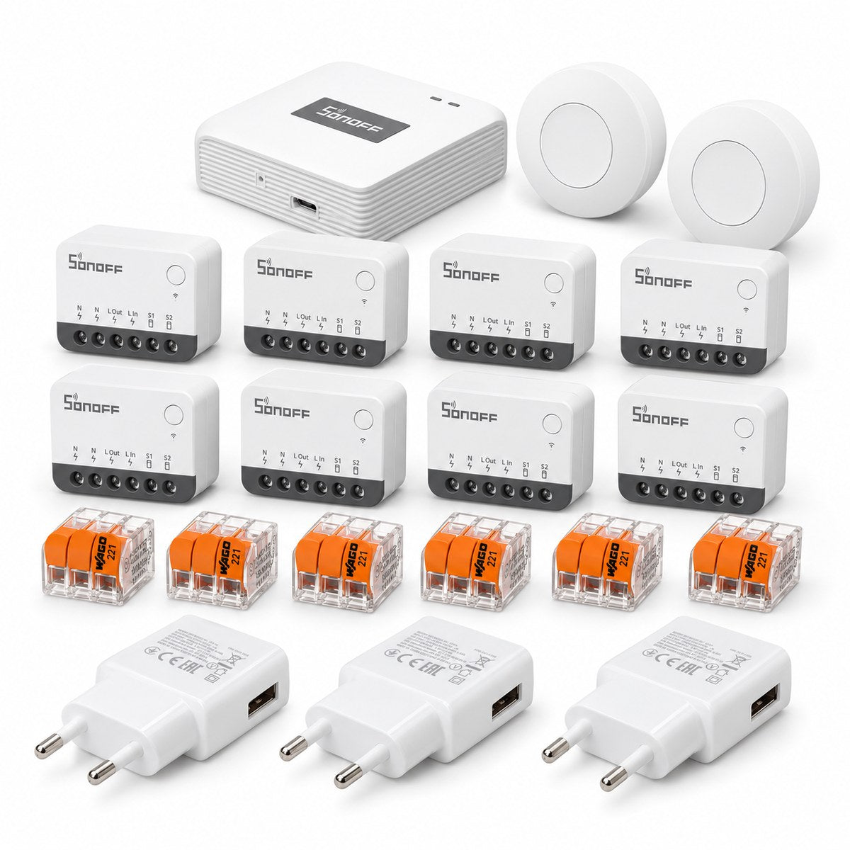 Kit luci con neutro Sonoff Zigbee (8 punti): i dispositivi inclusi