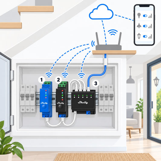 Kit luci da quadro elettrico Shelly Pro: schema di installazione