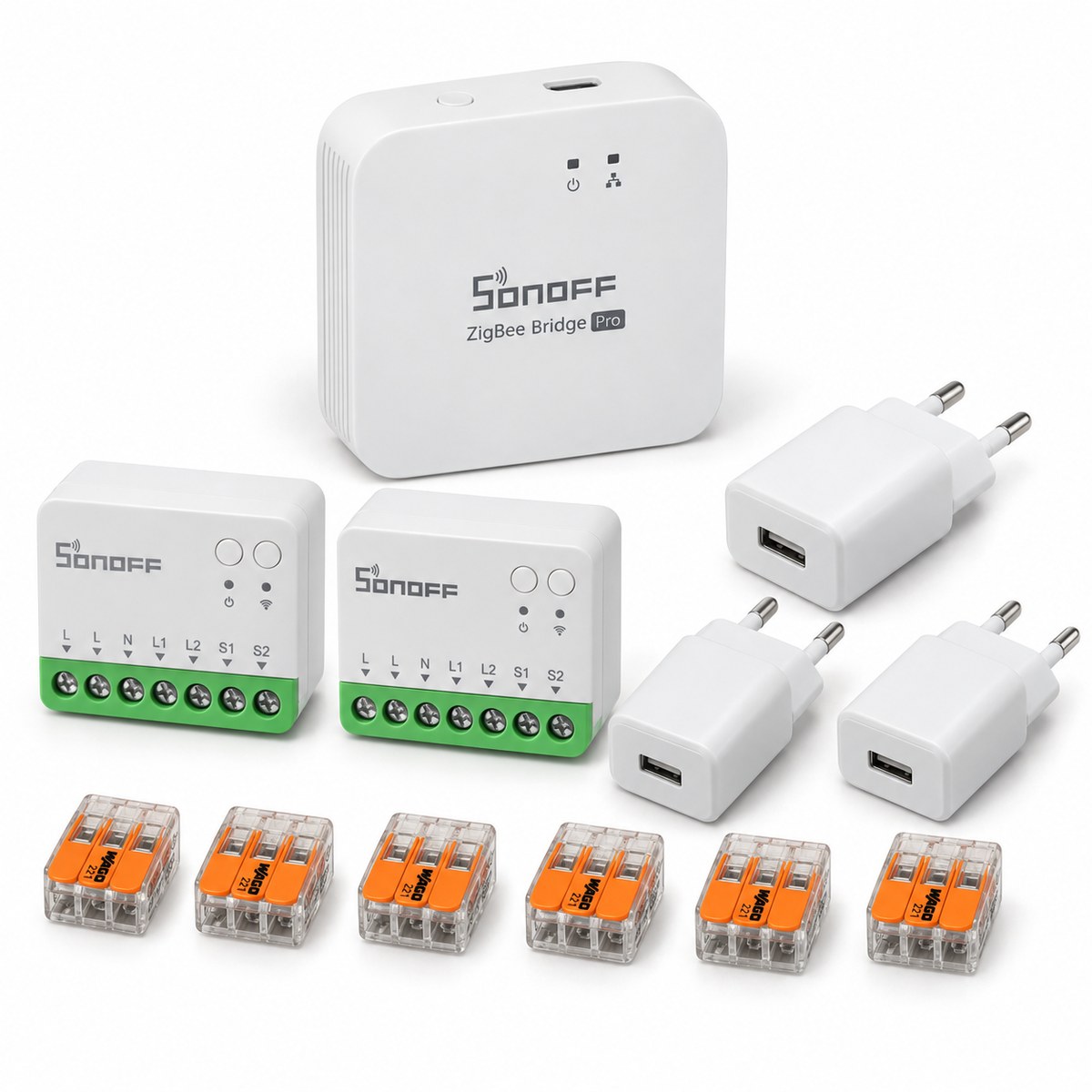 Kit luci doppie Sonoff Zigbee 2 canali: i dispositivi inclusi