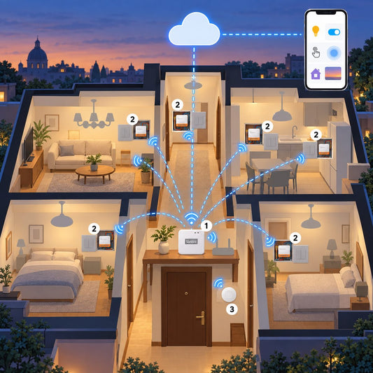Kit luci senza neutro Sonoff Zigbee (8 punti): schema di installazione