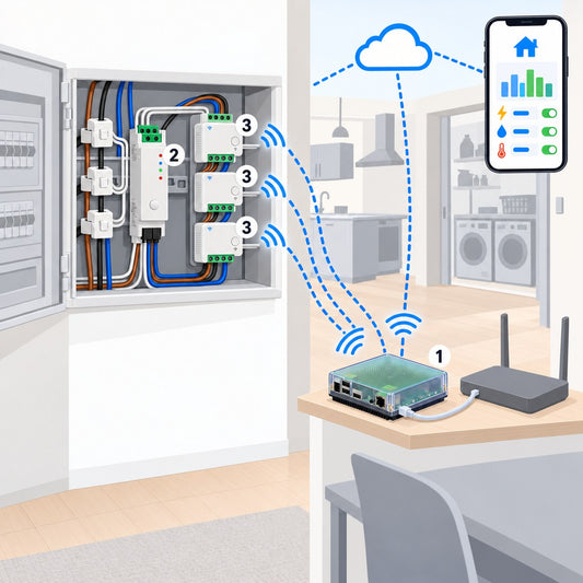 Kit monitor circuiti con Home Assistant: schema di installazione