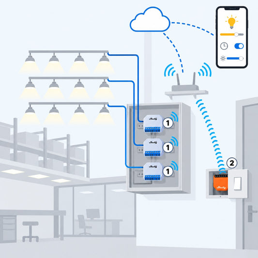 Kit plafoniere LED 0-10 V Shelly: schema di installazione