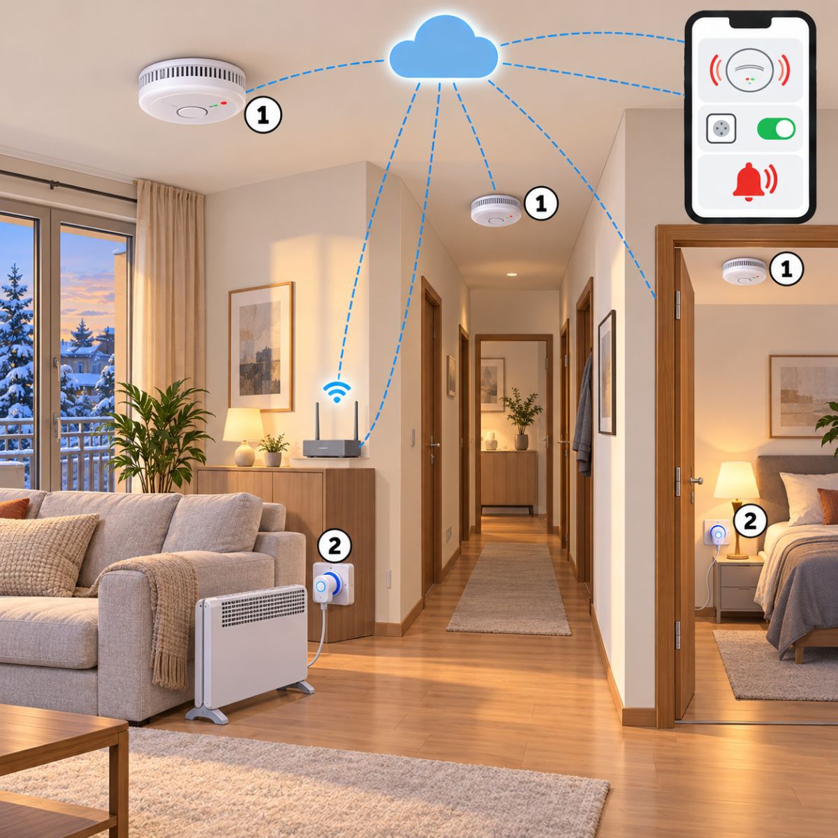 Kit rilevatori fumo Shelly Wi-Fi – schema