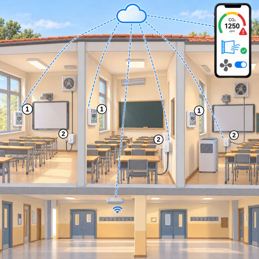 Kit scuola e aula, CO2 e ricambio d'aria – schema