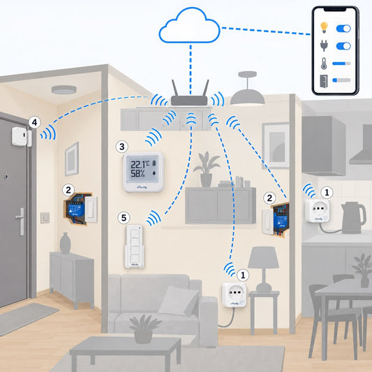 Kit starter Shelly senza hub: schema di installazione